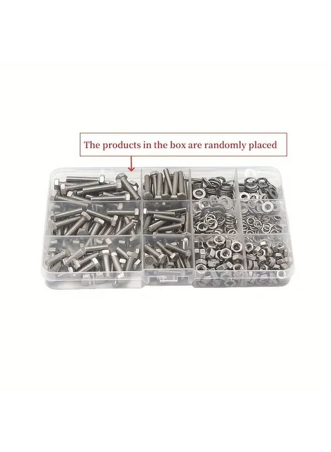 480 قطعة مجموعة متنوعة من صواميل M4 و M5 ومسامير برأس سداسي وصواميل وغسالات من الفولاذ المقاوم للصدأ - Image 1