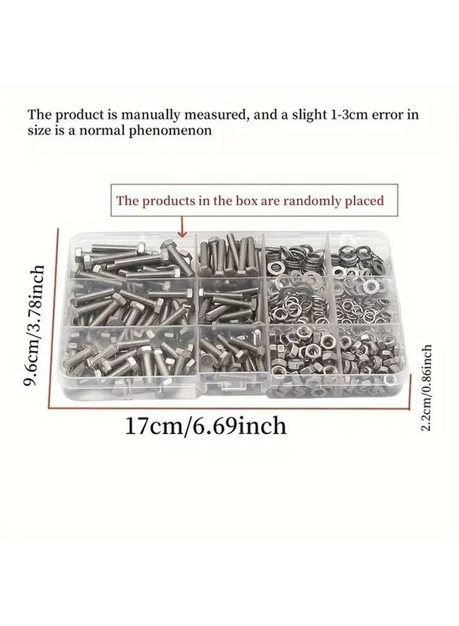 480 قطعة مجموعة متنوعة من صواميل M4 و M5 ومسامير برأس سداسي وصواميل وغسالات من الفولاذ المقاوم للصدأ - Image 3