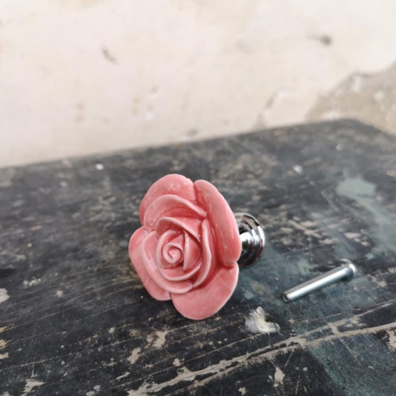 6Pcs Zinc Alloy Rose Ceramic Cabinet Knobs Single Hole Pull Handles For Furniture Drawer - Image 4