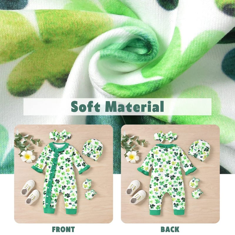 Aalizzwell Newborn Baby Girls St. Patrickâ€™s Day Romper Infant Shamrock Spring Winter Clothes Coming Home Outfit NB Clothing Clover - Image 3