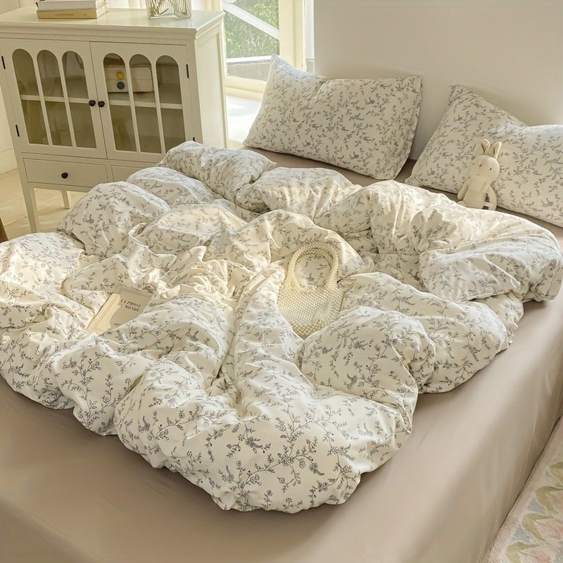 3pcs Set Fashionable Fresh Floral bedding | Double-Sided Use, Soft And Comfortable, Breathable, All-Season, Suitable For Bedroom, Guest Room, Dorm (1 Duvet Cover + 2 Pillowcases, Core Not Included) - Image 3