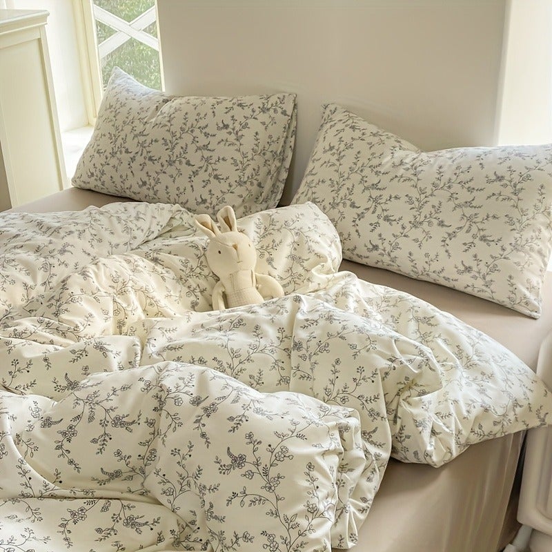 3pcs Set Fashionable Fresh Floral bedding | Double-Sided Use, Soft And Comfortable, Breathable, All-Season, Suitable For Bedroom, Guest Room, Dorm (1 Duvet Cover + 2 Pillowcases, Core Not Included) - Image 5