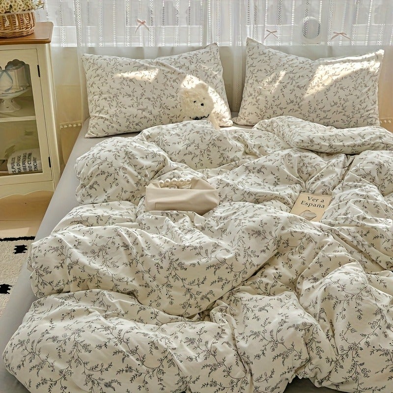 3pcs Set Fashionable Fresh Floral bedding | Double-Sided Use, Soft And Comfortable, Breathable, All-Season, Suitable For Bedroom, Guest Room, Dorm (1 Duvet Cover + 2 Pillowcases, Core Not Included) - Image 1