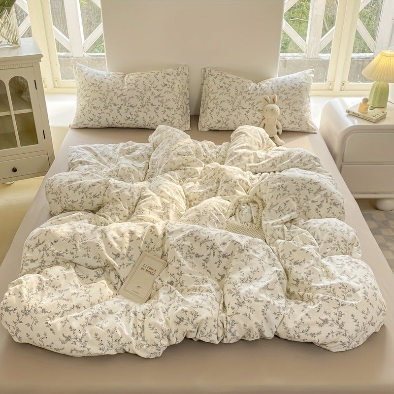 3pcs Set Fashionable Fresh Floral bedding | Double-Sided Use, Soft And Comfortable, Breathable, All-Season, Suitable For Bedroom, Guest Room, Dorm (1 Duvet Cover + 2 Pillowcases, Core Not Included) - Image 2