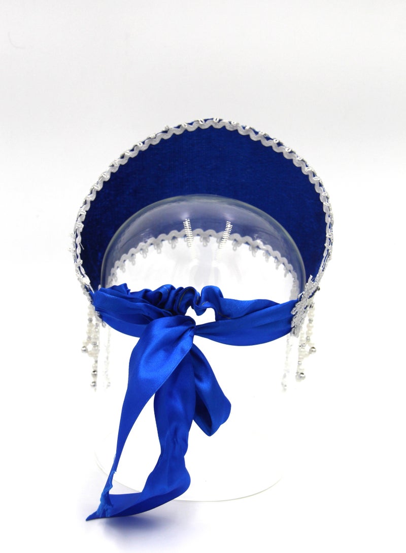 D'Daniela D' Daniela - Women's Traditional Headdress Kokoshnik - Blue with Silver braid - Image 3