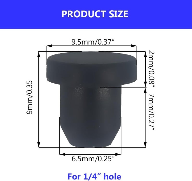 Alamic 50 PCS Silicone Plugs Rubber Hole Plugs 1/4" Diameter Rubber Stopper for Round Holes Waterproof Hole End Covers Soft Flexible Stopper Sealing Plugs Pipe Holes Test Tube Plugs - Image 2