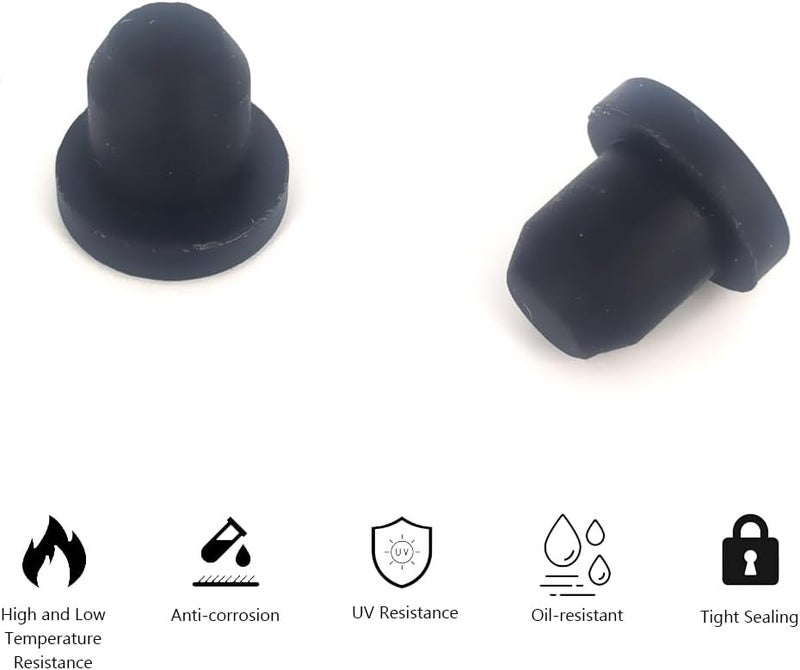 Alamic 50 PCS Silicone Plugs Rubber Hole Plugs 1/4" Diameter Rubber Stopper for Round Holes Waterproof Hole End Covers Soft Flexible Stopper Sealing Plugs Pipe Holes Test Tube Plugs - Image 3