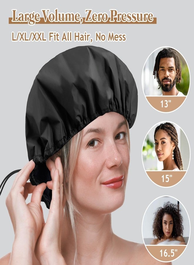 Sheomern 15" XL Extra Large Terry Lined Shower Cap, Adjustable Dual Waterproof Shower Cap for Women Reusable Soft Hair Cap Bath Cap for Long Braids, Thick Hair, Locs, Curly Hair - Image 3