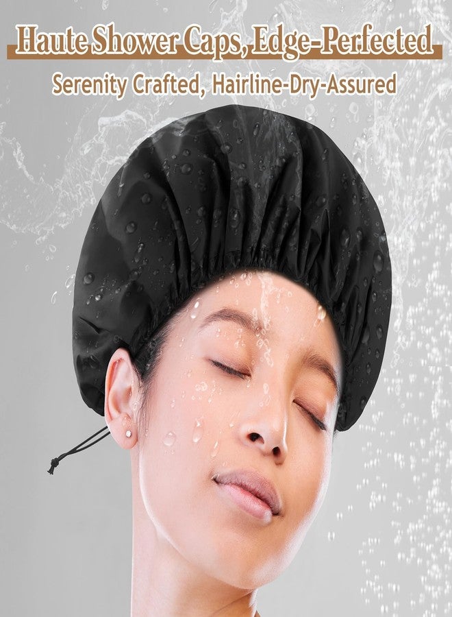 Sheomern 15" XL Extra Large Terry Lined Shower Cap, Adjustable Dual Waterproof Shower Cap for Women Reusable Soft Hair Cap Bath Cap for Long Braids, Thick Hair, Locs, Curly Hair - Image 2