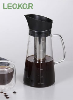 LEOKOR Glass Coffee Cold Brew Maker Pot Jug with Tick Marks Stainless Steel Filter Ice Brewed Coffee Tea Infuser Pot Cold Kettle 1.2L  - Image 2