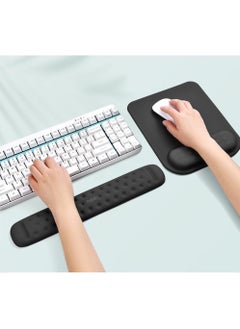 Rubik Wrist Support Mousepad with Keyboard Rest Pad, Large Memory Foam Ergonomic Mouse Pad with Non-Slip PU Base for Computer Laptop Gaming Office & Home Typing Pain Relief (Black)  - Image 1