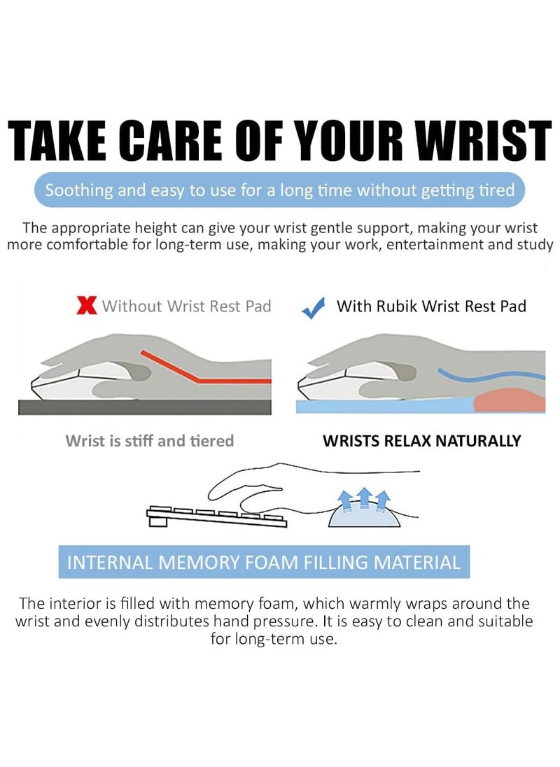 Wrist Support Mousepad with Keyboard Rest Pad, Large Memory Foam Ergonomic Mouse Pad with Non-Slip PU Base for Computer Laptop Gaming Office & Home Typing Pain Relief (Black)
