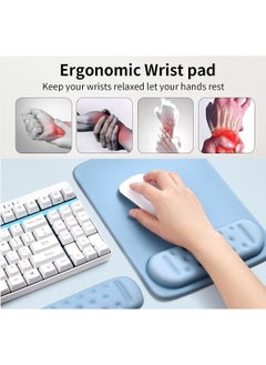 Rubik Wrist Support Mousepad with Keyboard Rest Pad, Large Memory Foam Ergonomic Mouse Pad with Non-Slip PU Base for Computer Laptop Gaming Office & Home Typing Pain Relief (Black)  - Image 3