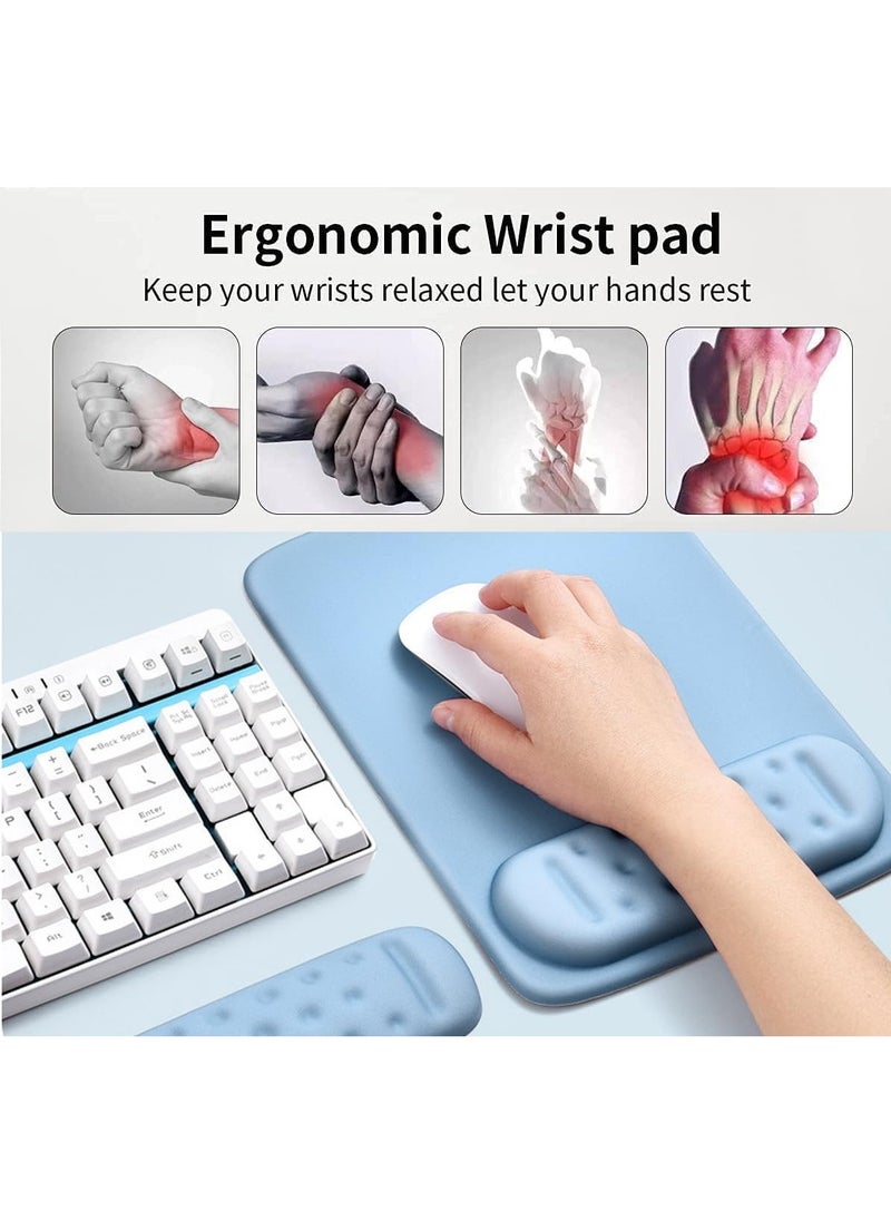 Wrist Support Mousepad with Keyboard Rest Pad, Large Memory Foam Ergonomic Mouse Pad with Non-Slip PU Base for Computer Laptop Gaming Office & Home Typing Pain Relief (Black)