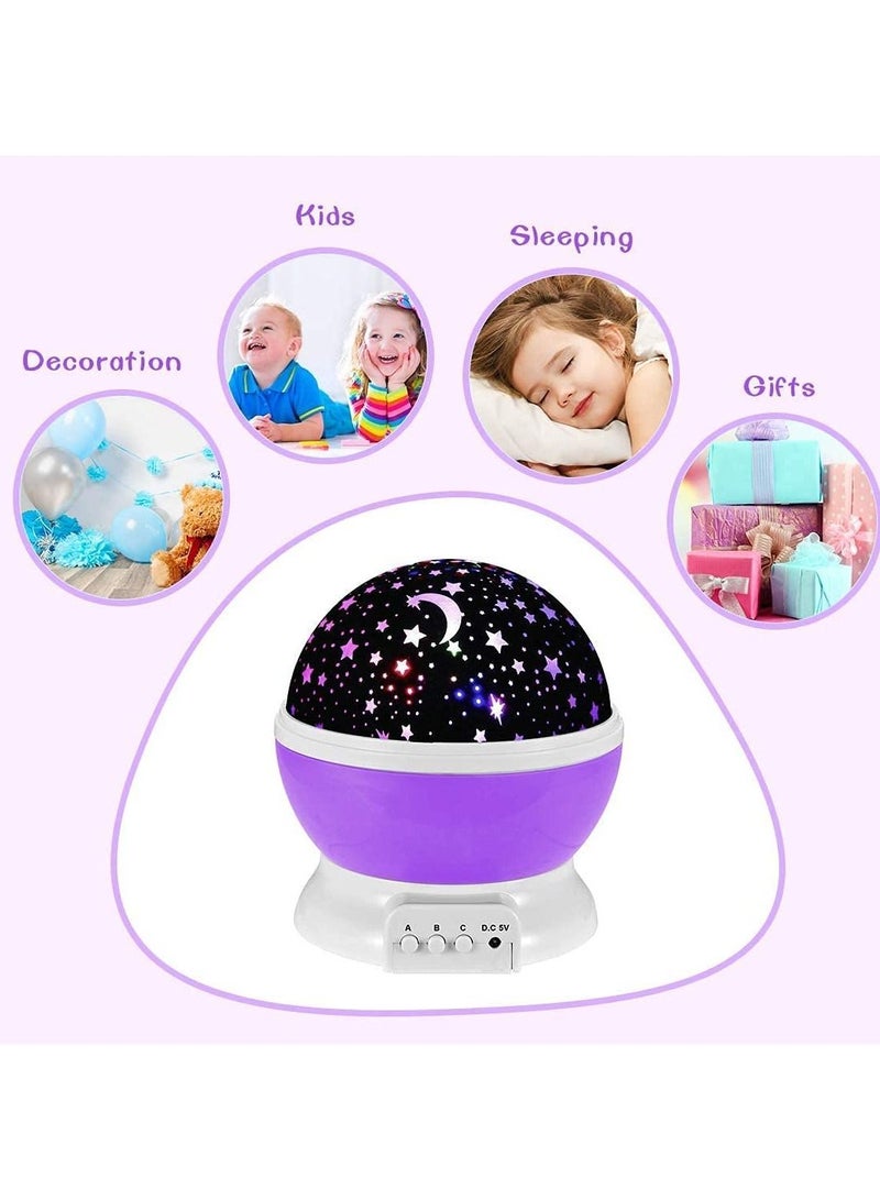 Cinda Kids Night Light Toys for 2-8 Year Old Girls Gifts Night Lights for Kids with 360 Degree Rotation and 8 Color Light Changing Star Projector Light Gifts for 4-6 Year Old Girls Purple - Image 3