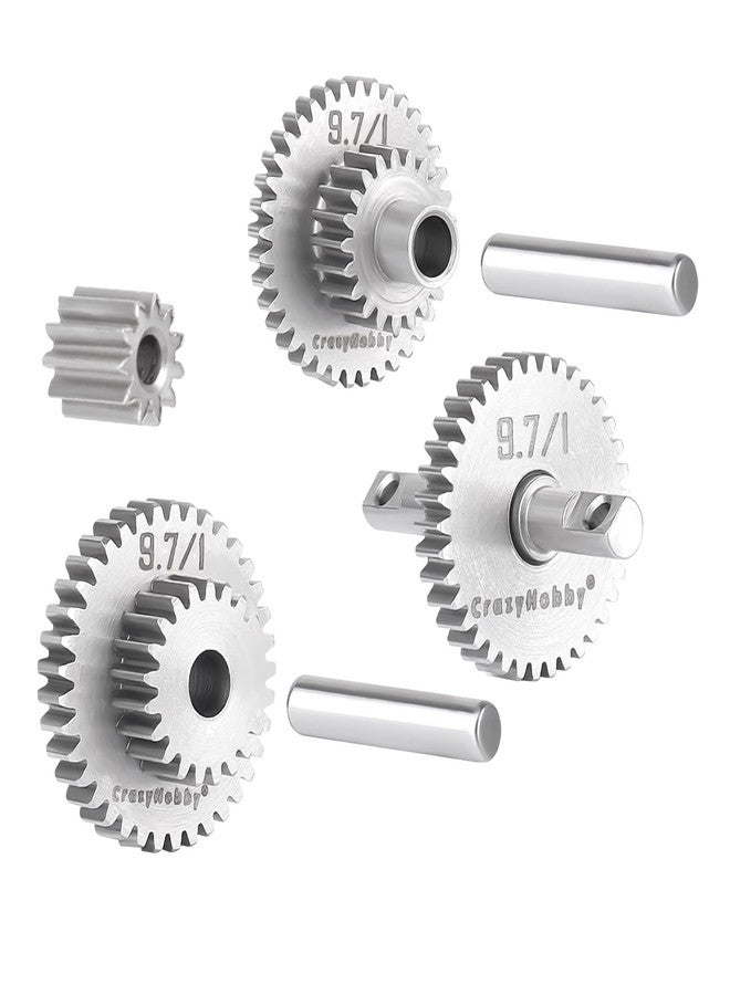 CrazyHobby Transmission Gear Set Stainless Steel High Speed Diff Gear for Traxxas TRX4M TRX4MT 1/18 RC Crawler Upgrades (9.7:1) - Image 1