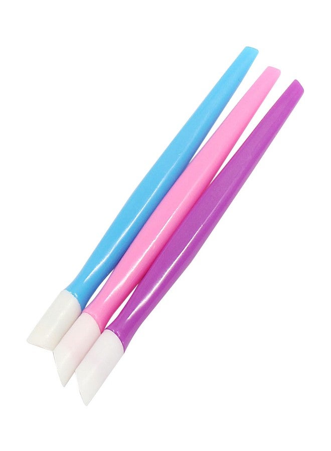 Coufce 6pcs Professional Nail Cuticle Pusher Set Hard Rubber Tipped Tools with Plastic Handles Suitable for Men and Women(Pink, Purple, Blue) - Image 1