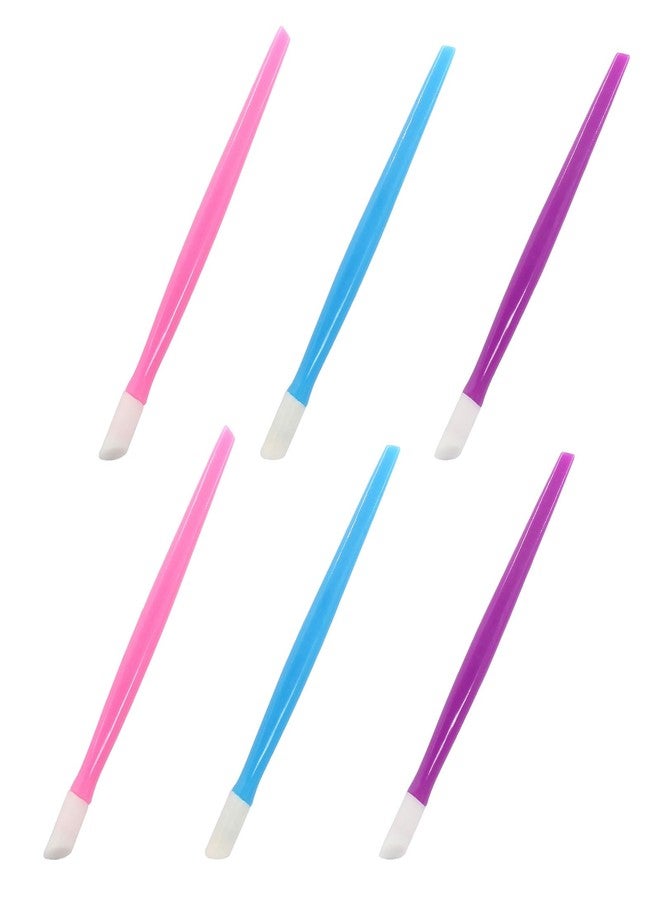 Coufce 6pcs Professional Nail Cuticle Pusher Set Hard Rubber Tipped Tools with Plastic Handles Suitable for Men and Women(Pink, Purple, Blue) - Image 4