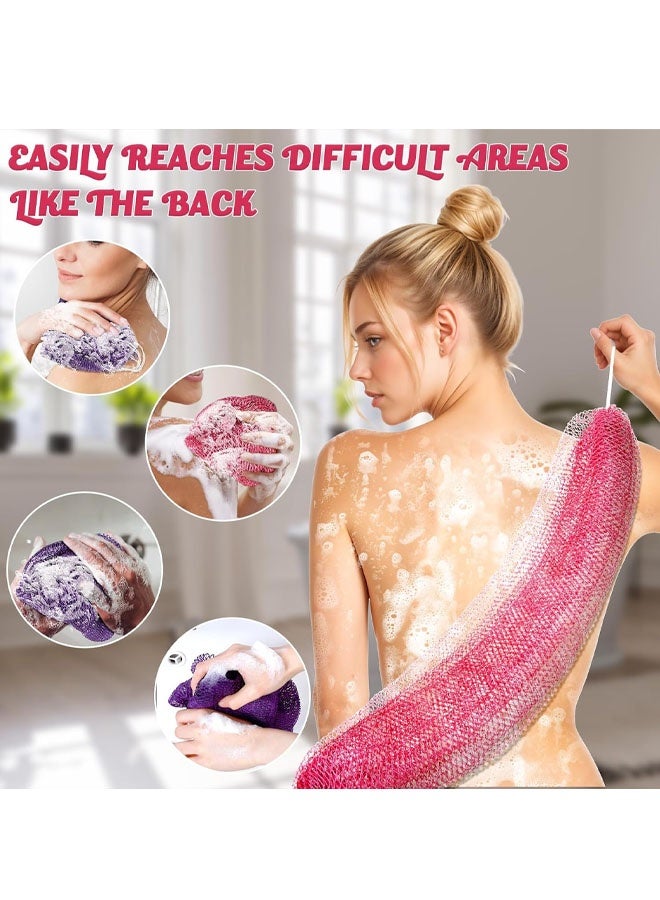 إسفنجة شبكية أفريقية، مقشر للجسم، ليفة ظهر للاستحمام، إسفنجة شبكية أفريقية فاخرة بمقابض، مقشر أفرو، إسفنجة شبكية أفريقية لتجربة استحمام فاخرة - Image 5