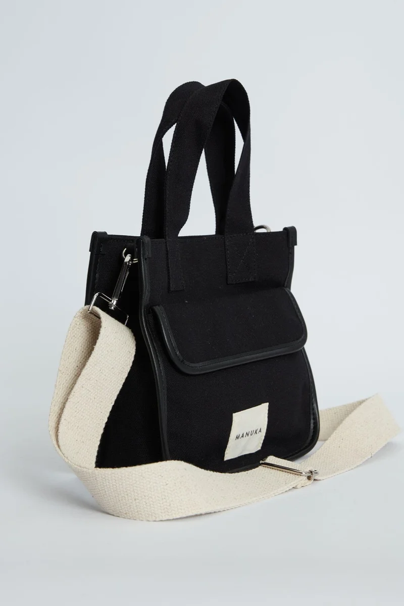 مانوكا Pocket Detailed Canvas Mini Bag Black