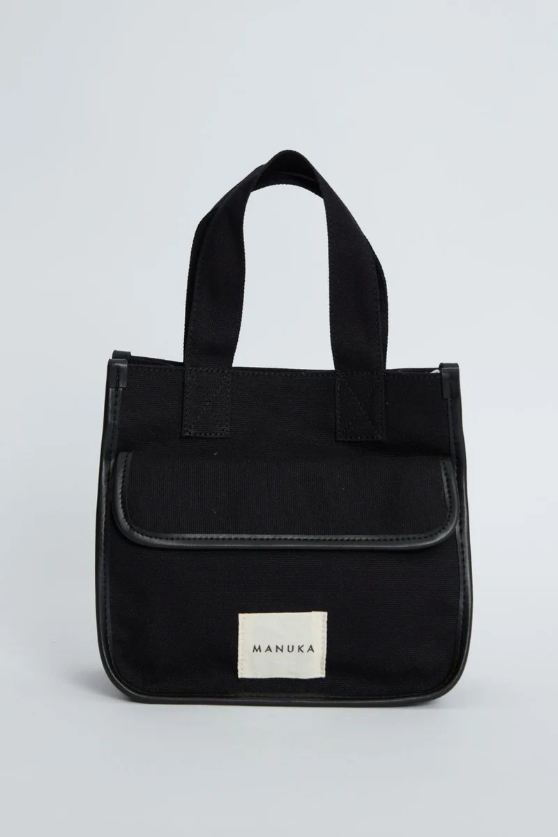 مانوكا Pocket Detailed Canvas Mini Bag Black