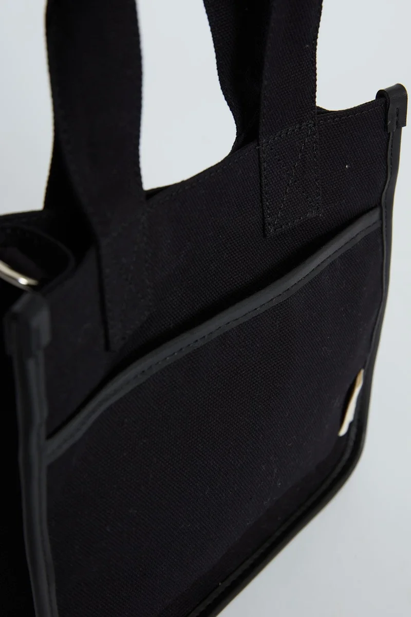 مانوكا Pocket Detailed Canvas Mini Bag Black