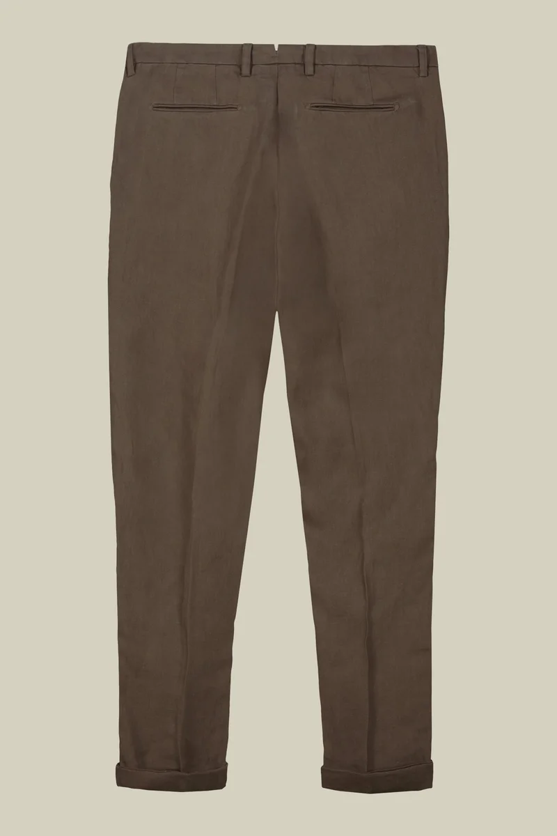 Doppelganger Brown Men's trousers with two small pleats and concealed button - LT Brown for Men | Best Price UAE