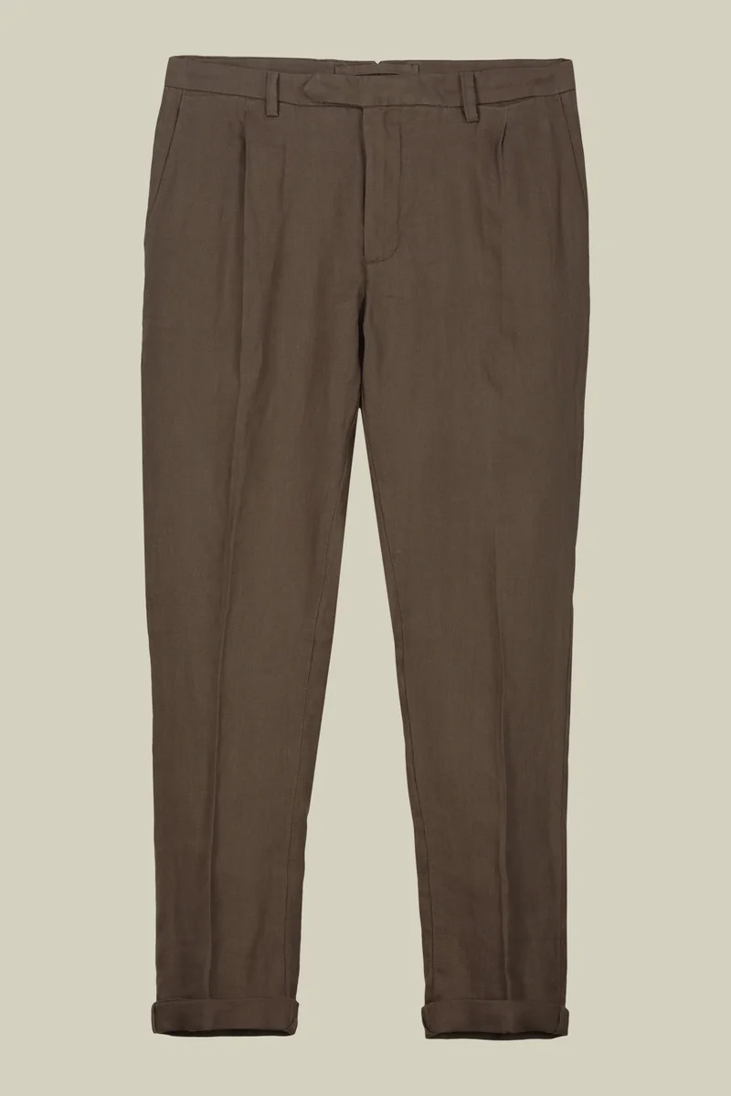 Doppelganger Brown Men's trousers with two small pleats and concealed button - LT Brown for Men | Best Price UAE