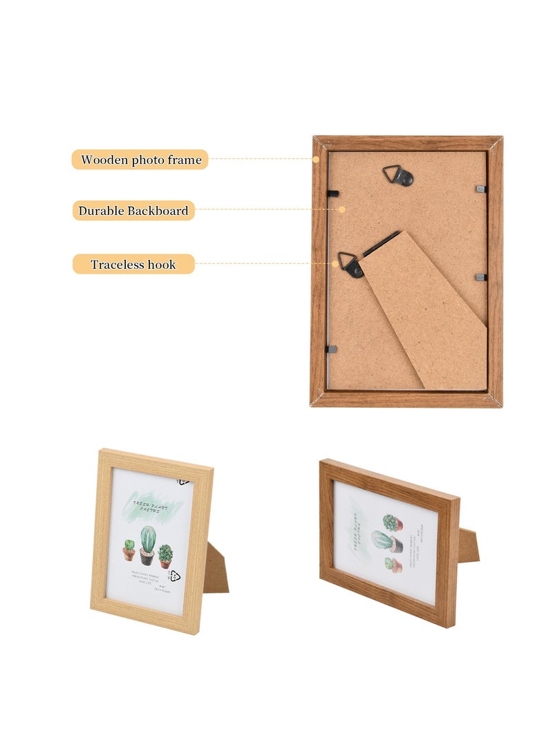 Set of 3 Photo Frames, 6 Inch (10.1x15.2cm) Density Board Picture Frames for Tabletop or Wall Display  - Image 3