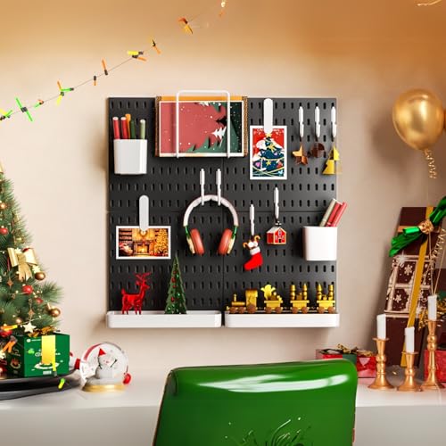 Keepo Pegboard Combination Kit, Pegboards and Accessories Modular Hanging for Wall Organizer, Crafts Organization, Ornaments Display, Nursery Storage, Wall Peg Board (Black, 22″×22″) - Image 3