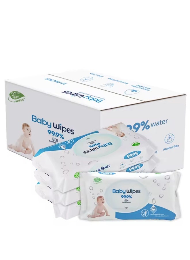 Baby Wet Wipes, 99.9% Water Based Unscented Baby Wipes, Ultra-Mild Cleansing Baby Refresh Wipes for Sensitive Skin, 360 Count (6 Packs) - Image 1
