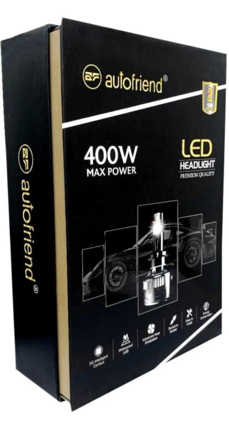 autofriend LED Headlight Bulb,H/8,H/11,400 WATT, 40000LM, 6000K Cool White, IP67 Waterproof (af-400w-H8) - Image 2