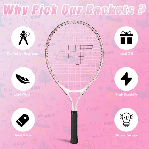 PickleTech Kids Tennis Racket - Toddler Tennis Racket, 17-25 inch Youth Tennis Racquet for Ages 2-12, Unicorn Designs for Boys & Girls, Perfect for Beginners - Image 4
