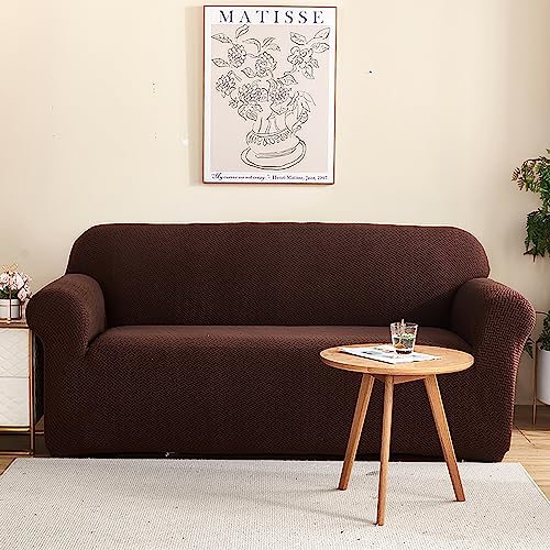House of Quirk Universal Double Seater Polar Fleece 220 GSM Fabric Sofa Cover Flexible Stretch Sofa Slipcover (Dark Brown, Double Seater) - Image 1