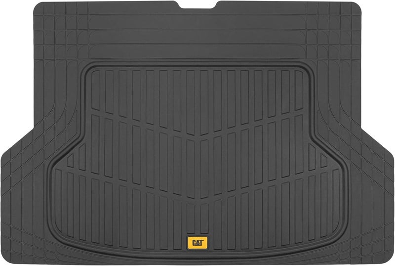 Caterpillar CAT ToughRide Heavy Duty Automotive Rubber Cargo Liner Trunk Floor Mat - All Weather Protection, Trimmable to Fit Most Vehicles, Black, 53" x 36.25" - Image 1