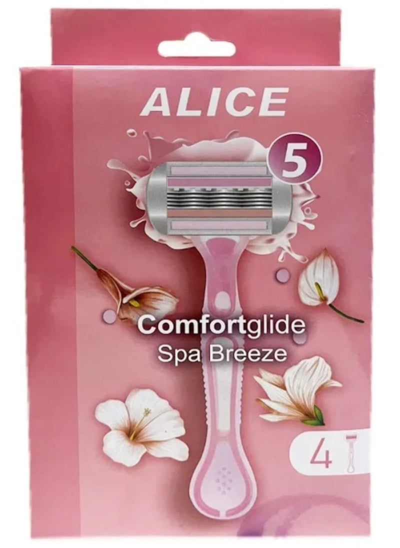 Alice - Alice Comfort Glide Spa Breeze + 4 Razor Blades in Pink - Image 1