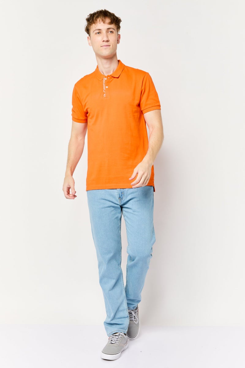 La Martina Men Regular Fit Brand Logo Short Sleeve Polo Shirt, Orange  - Image 2
