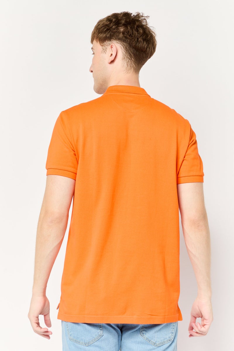 La Martina Men Regular Fit Brand Logo Short Sleeve Polo Shirt, Orange  - Image 4