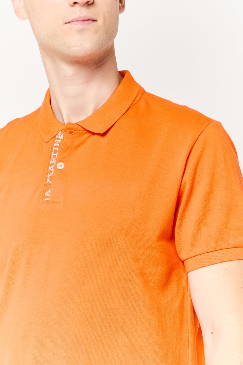 La Martina Men Regular Fit Brand Logo Short Sleeve Polo Shirt, Orange  - Image 3
