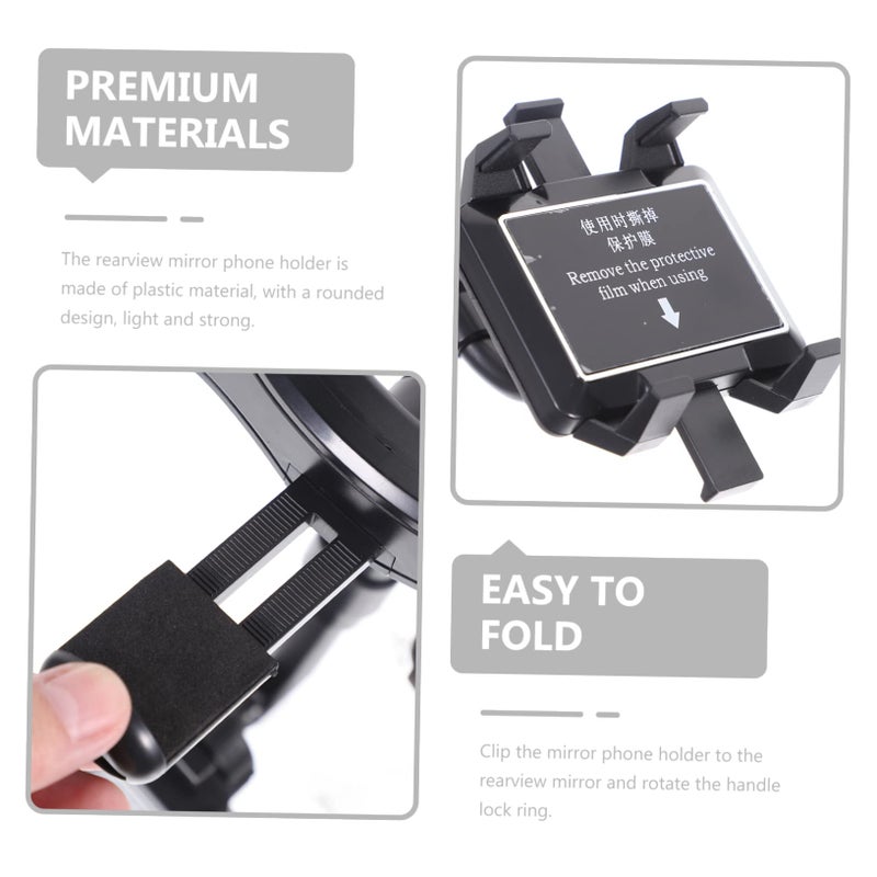 Retractable Car Phone Holder Rotatable Base Rearview Mirror Mount for Safe Driving - Image 5