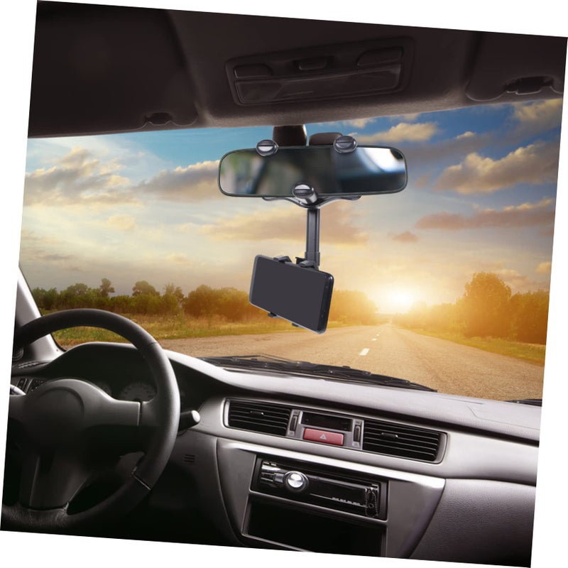Retractable Car Phone Holder Rotatable Base Rearview Mirror Mount for Safe Driving - Image 3