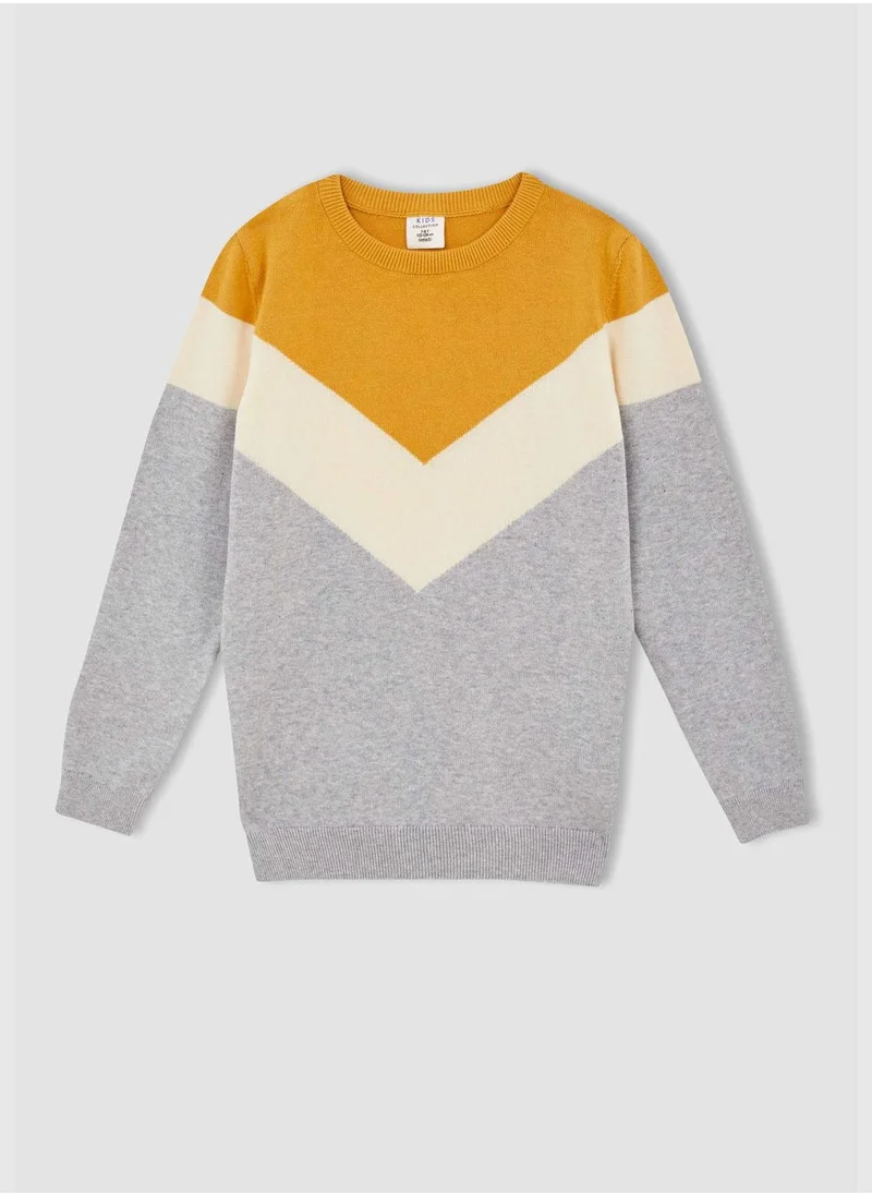 DeFacto Long Sleeve Block Colour Knitted Jumper