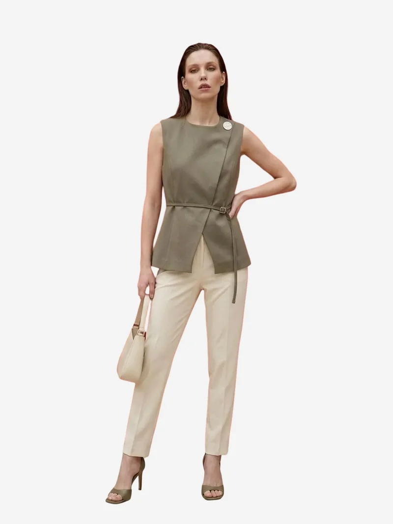 ماي فاشن MY FASHION Belted crepe waistcoat