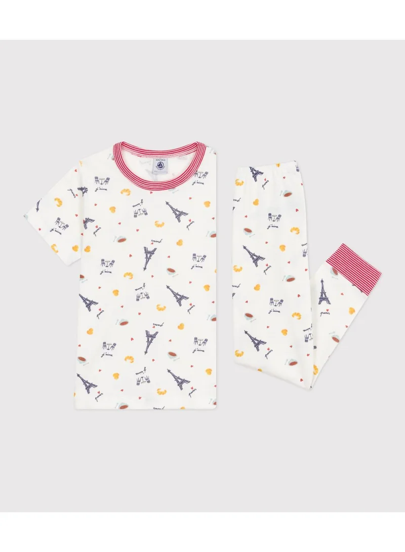 بيتي باتو Children's printed cotton pyjamas with short sleeves and long legs
