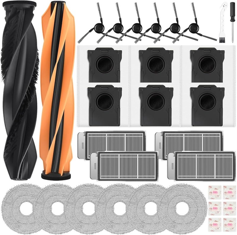 Bpbdzz 32 Piece Accessory Set for Dreame X50 Ultra Complete/L50 Pro Ultra/X50 Master Robot Vacuum Cleaner, 2 Main Brushes, 4 Filters, 6 Dust Bags, 6 Mop Pads, 6 Side Brushes, 1 Screwdriver, 6 - Image 1