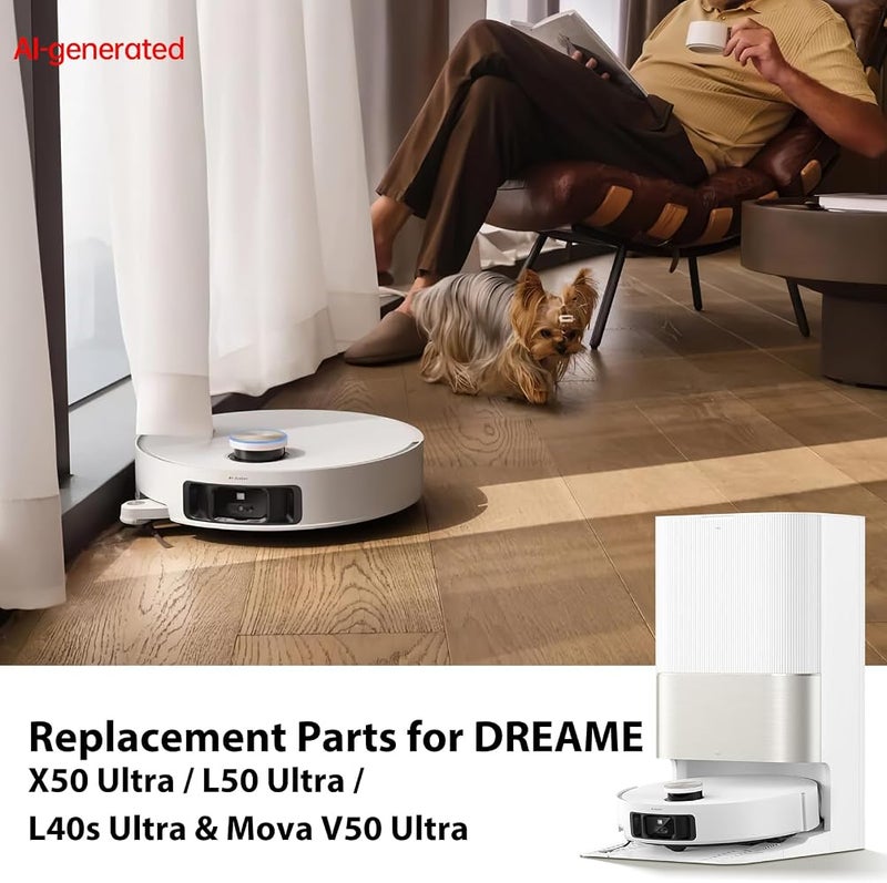 Bpbdzz 32 Piece Accessory Set for Dreame X50 Ultra Complete/L50 Pro Ultra/X50 Master Robot Vacuum Cleaner, 2 Main Brushes, 4 Filters, 6 Dust Bags, 6 Mop Pads, 6 Side Brushes, 1 Screwdriver, 6 - Image 2