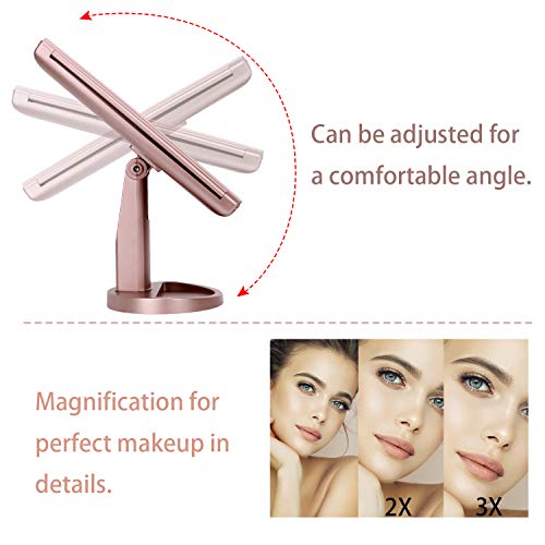 DeWEISN مرآة تجميل مضاءة ثلاثية الطي من ديوايسن مع 21 ضوء LED، شاشة تعمل باللمس وتكبير 3X/2X/1X، وضعيتي طاقة لمرآة المكياج، مرآة سفر - Image 3
