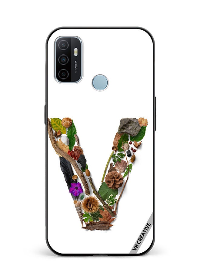 VR CREATIVE Protective Case Cover For Oppo A53 Alphabet V Design Multicolour - Image 1