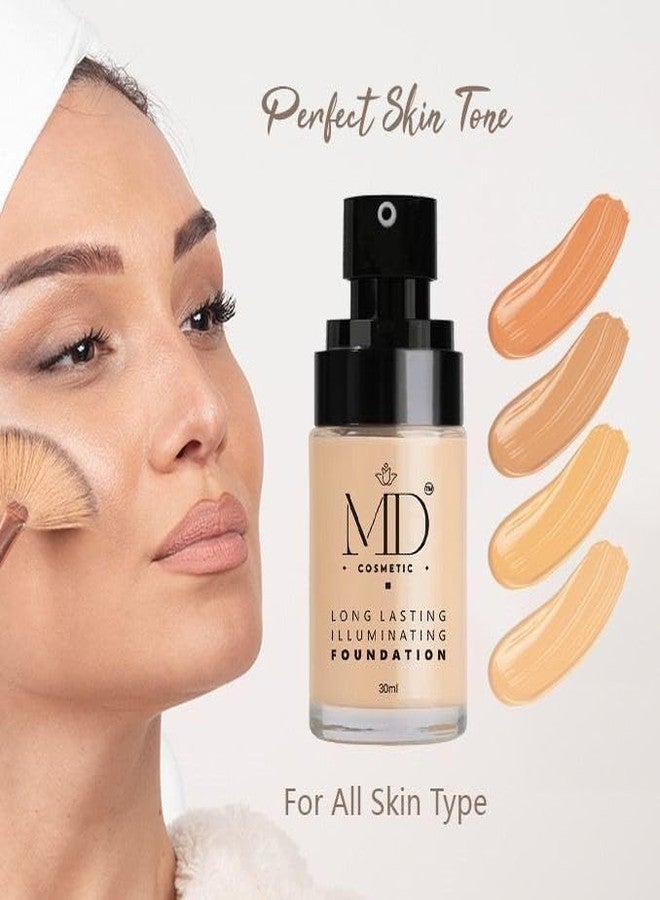 MD COSMETIC كريم أساس إم دي كوزمتيك طويل الأمد ومضيء، كريم أساس سائل مقاوم للماء يدوم طويلاً - تغطية كاملة، لمسة نهائية مطفية، يدوم 24 ساعة، 30 مل - Image 3