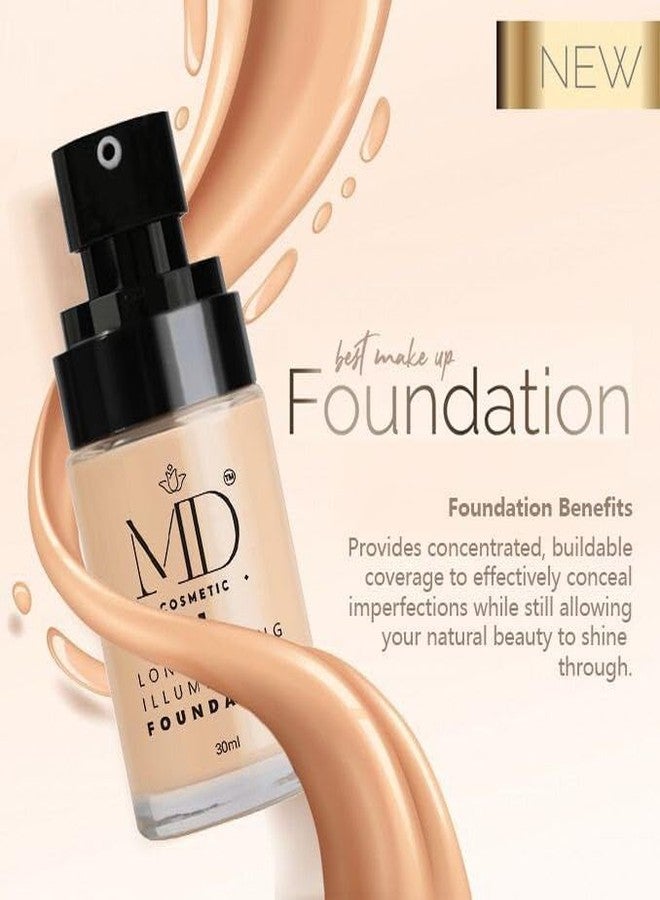 MD COSMETIC كريم أساس إم دي كوزمتيك طويل الأمد ومضيء، كريم أساس سائل مقاوم للماء يدوم طويلاً - تغطية كاملة، لمسة نهائية مطفية، يدوم 24 ساعة، 30 مل - Image 4